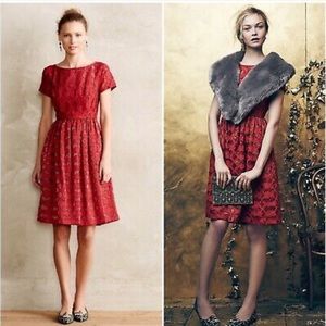 Anthropologie Moulinette Soeurs Red Lace Dress 12